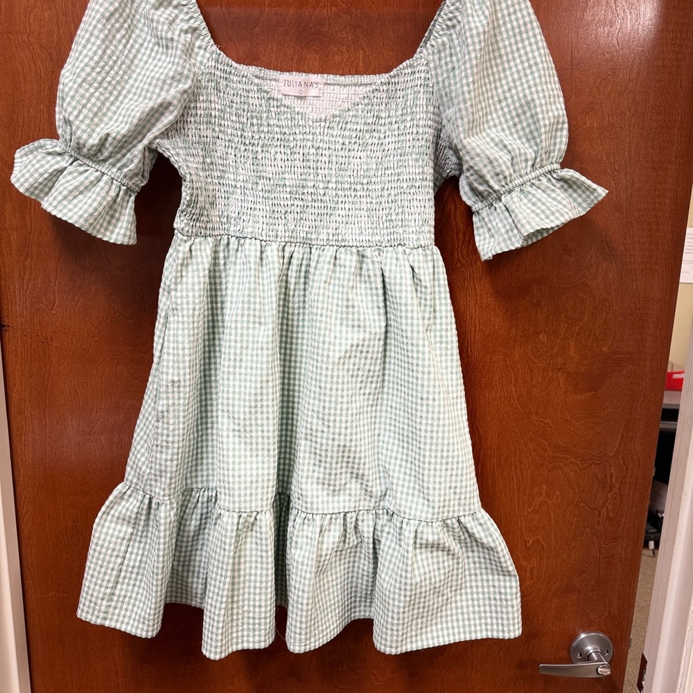 green and white gingham smocked dressJuliana's Boutique Sz‎ Large
